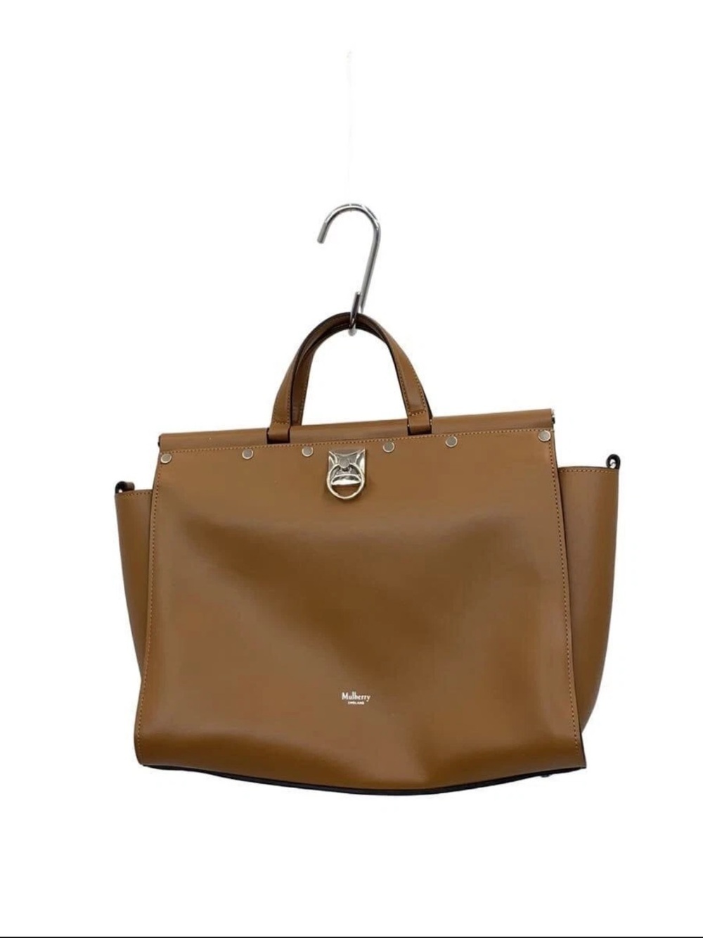 Mulberry Brown Leather Structured Tote with Top Handles